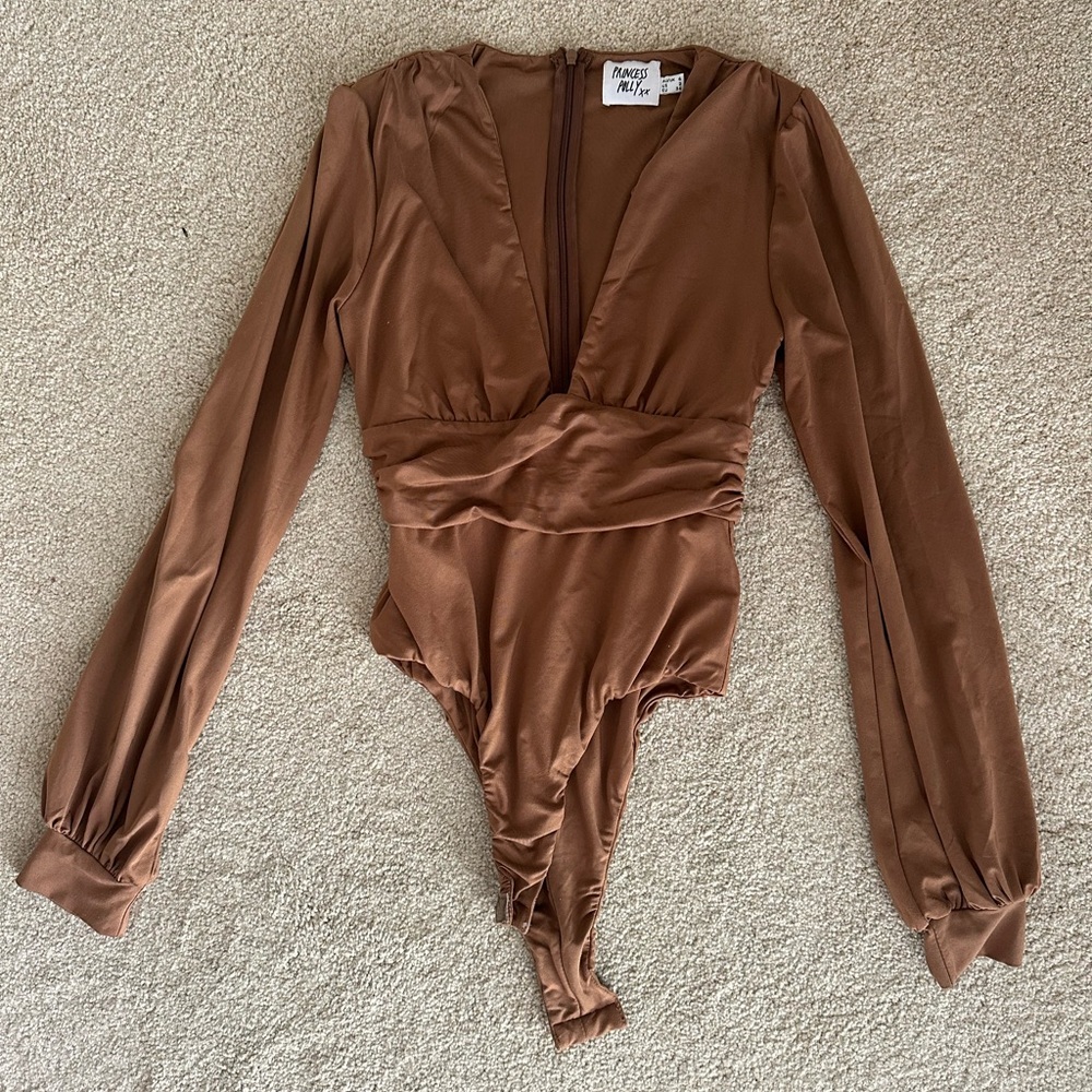 Princess Polly Brown Zip back bodysuit